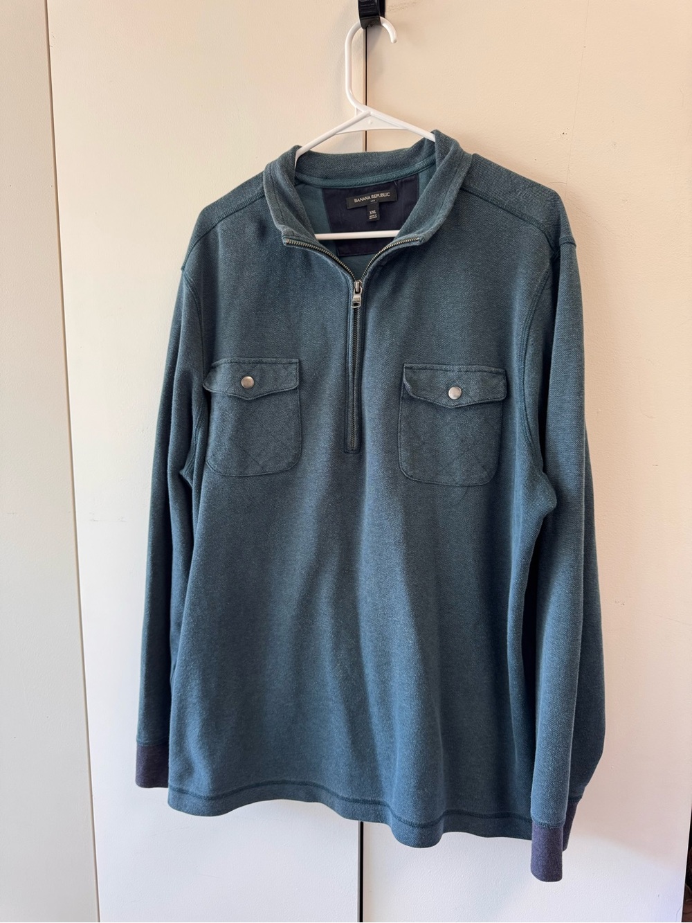 Banana Republic Men's Dark Teal Quarter-Zip Pullover Sweater